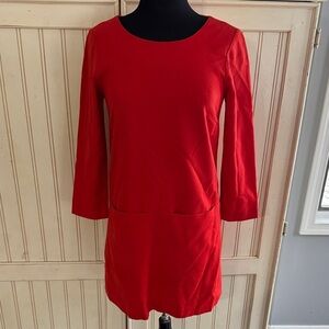 J. Crew Woman’s Preppy Vibrant Red Shift Long Sleeve Dress